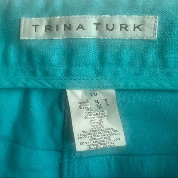 Trina Turk Suki Slim Turquoise Jeans Size 10 Ankle Flattering - Picture 8 of 12